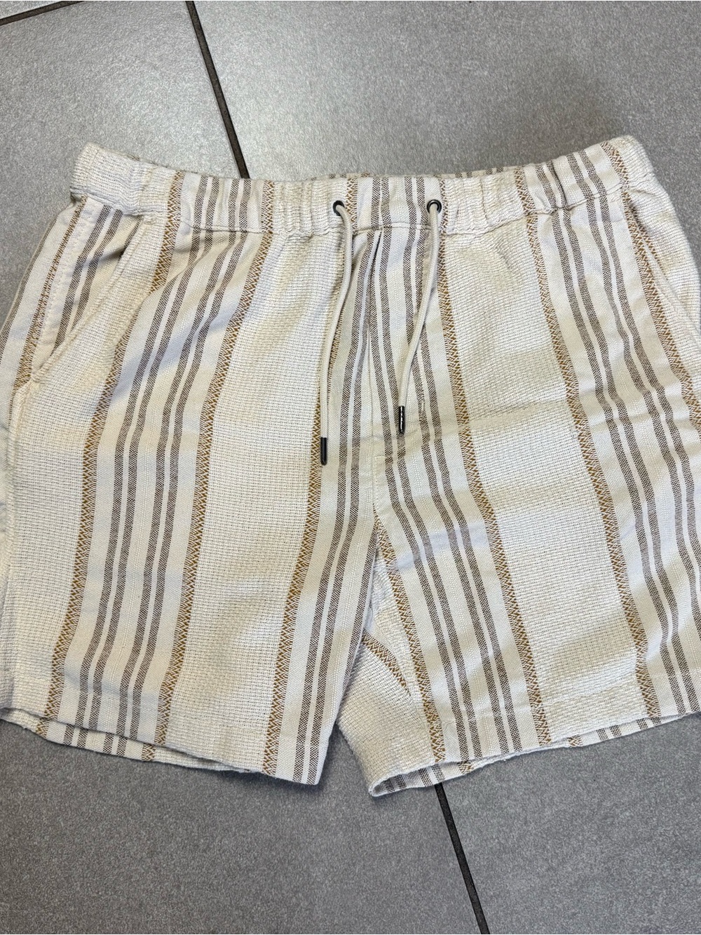 American Eagle Outfitters Cream and Beige Striped Knit Top